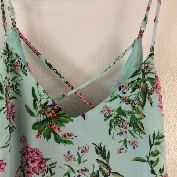 Adelyn Rae Spaghetti Strap Green Floral Slip XS - Picture 3 of 8